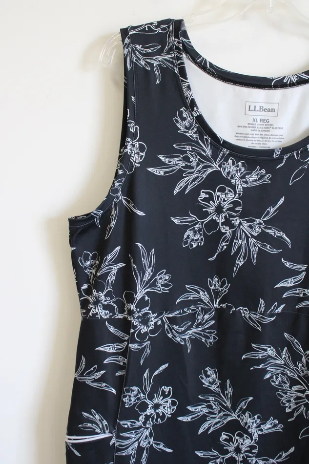 Rings LL Bean LL Bean Black Floral Dress XL
