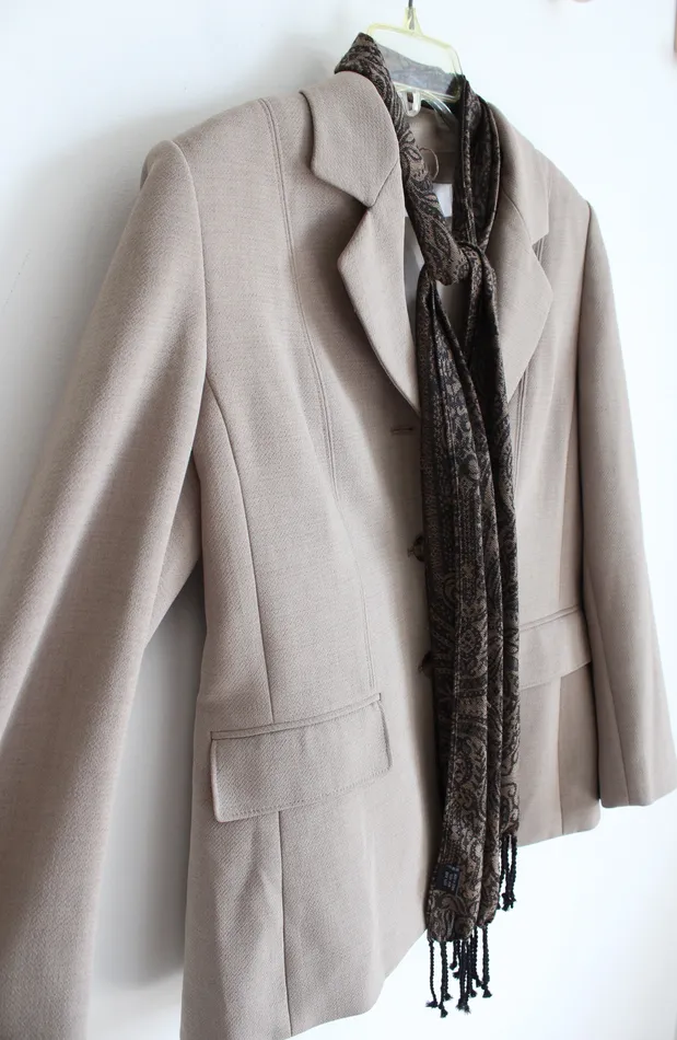 Rings Le Suit Le Suit Tan Blazer Black Tan Neck Scarf 12 Petite