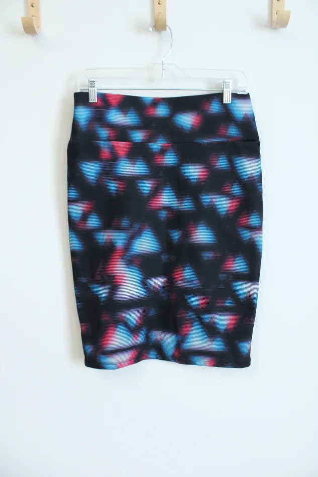 Rings LuLaRoe LuLaRoe Black Blue Patterned Skirt M