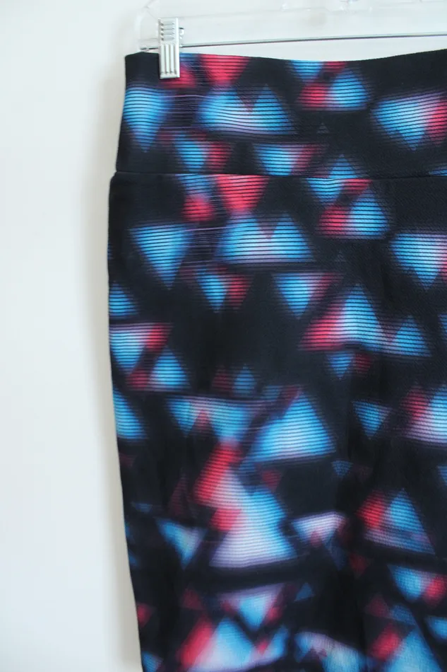 Rings LuLaRoe LuLaRoe Black Blue Patterned Skirt M
