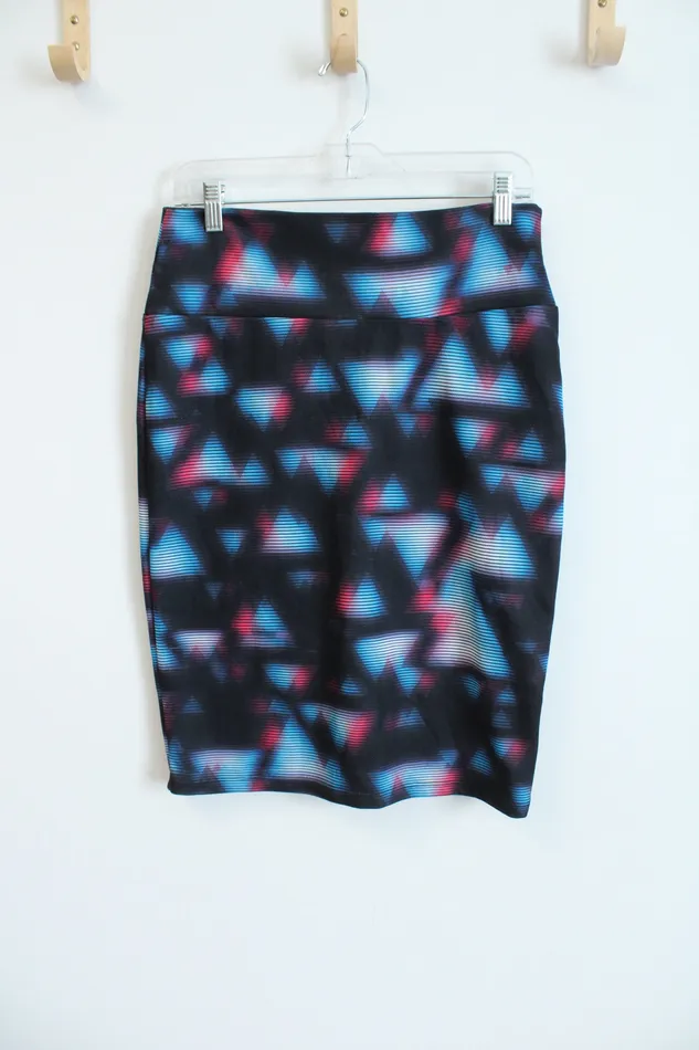 Rings LuLaRoe LuLaRoe Black Blue Patterned Skirt M