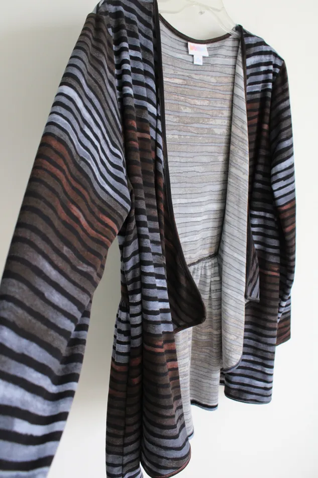 Rings LuLaRoe LuLaRoe Blue Black Striped Cardigan XL