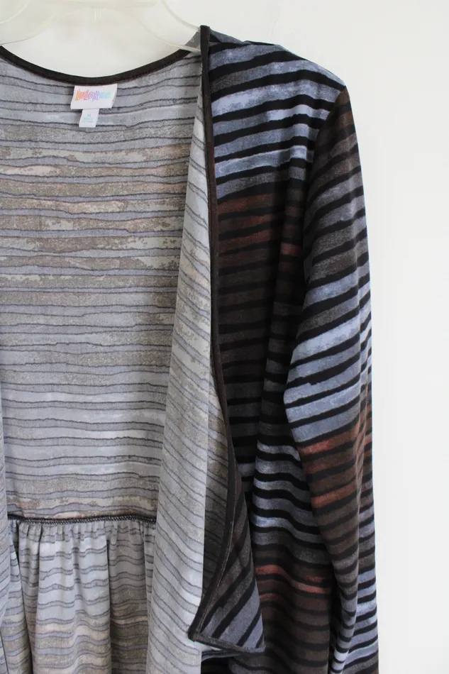 Rings LuLaRoe LuLaRoe Blue Black Striped Cardigan XL