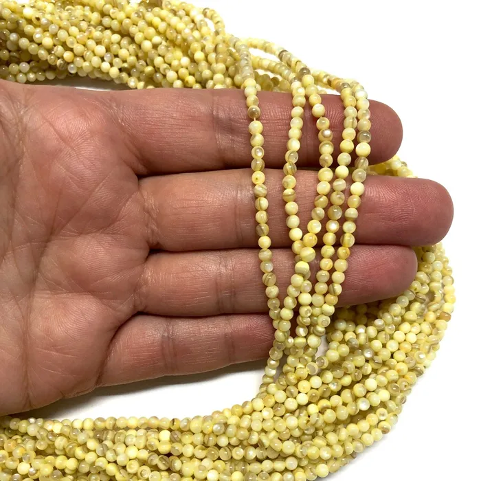 Rings Mother of Pearl Colored 3mm Smooth Round Beads Peppy Beads