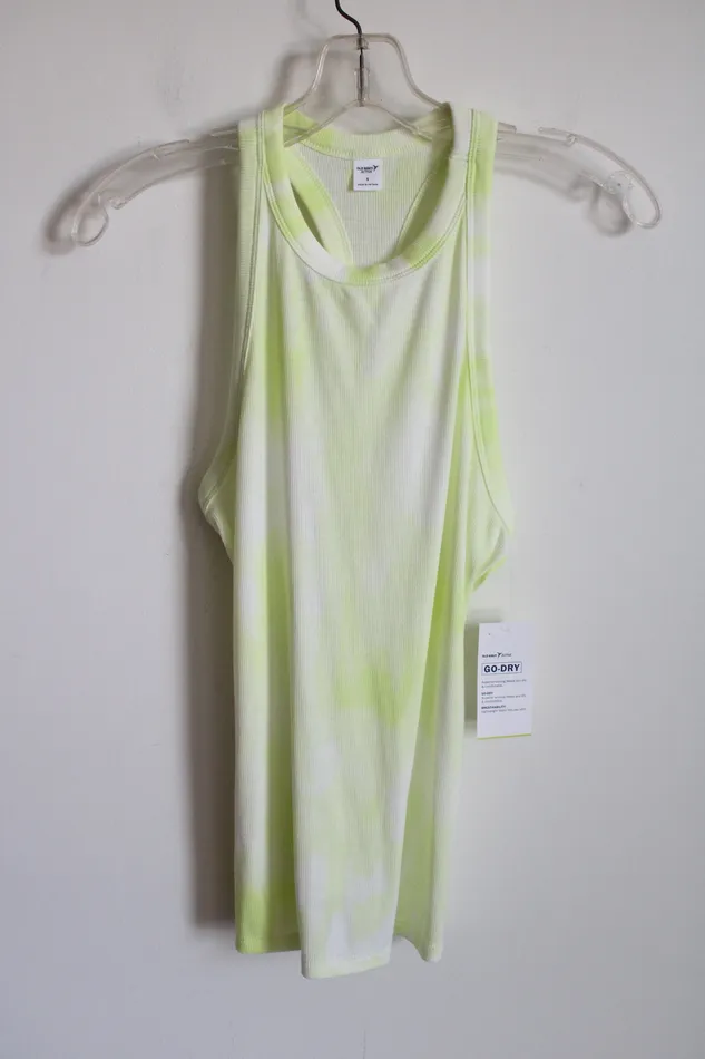Rings NEW Old Navy Active Yellow White TieDye Ribbed Tank S Old Navy