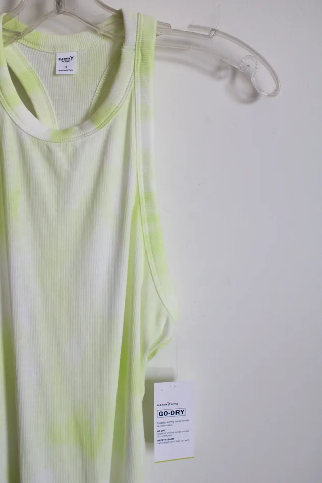 Rings NEW Old Navy Active Yellow White TieDye Ribbed Tank S Old Navy