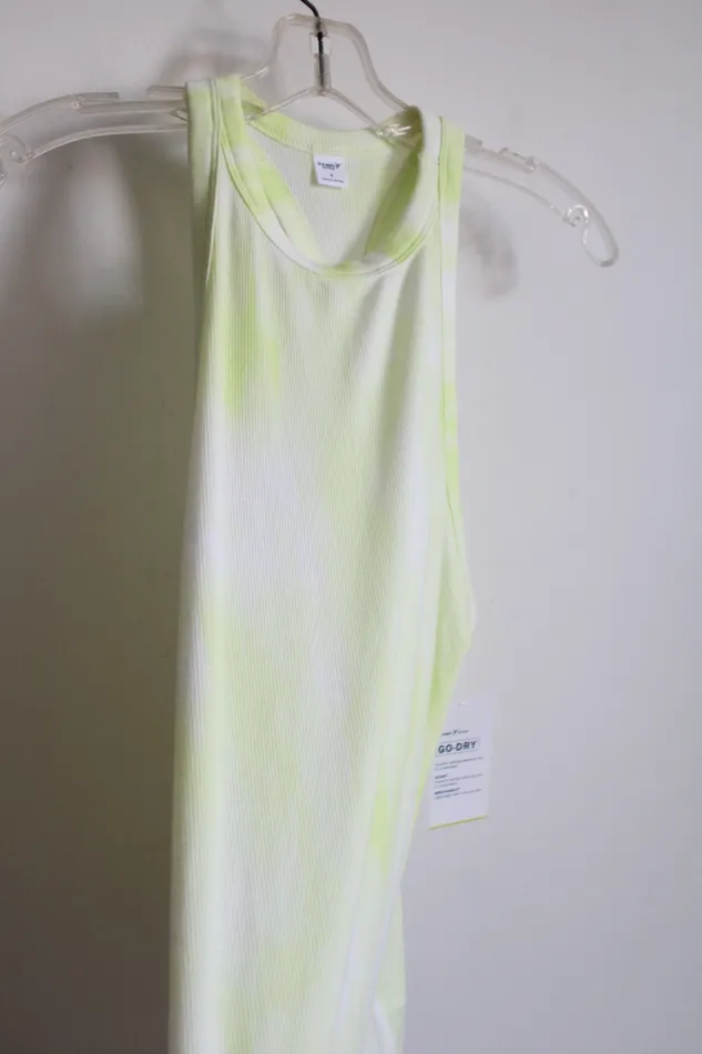 Rings NEW Old Navy Active Yellow White TieDye Ribbed Tank S Old Navy