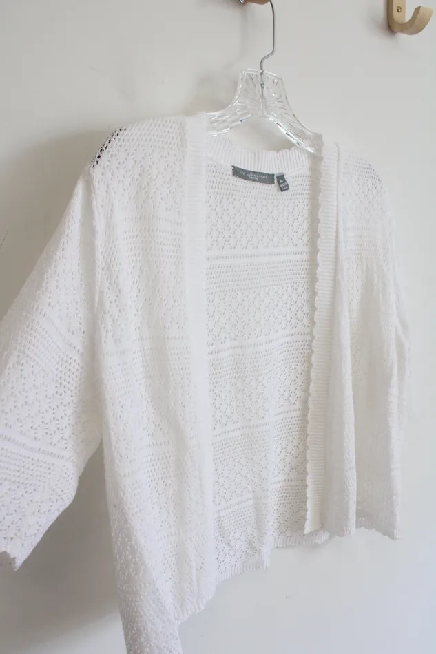Rings NY Collection NY Collection White Crocheted Shrug L Petite