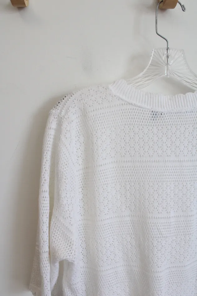 Rings NY Collection NY Collection White Crocheted Shrug L Petite