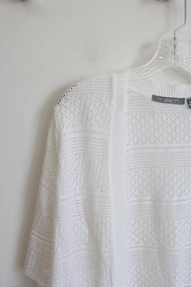 Rings NY Collection NY Collection White Crocheted Shrug L Petite