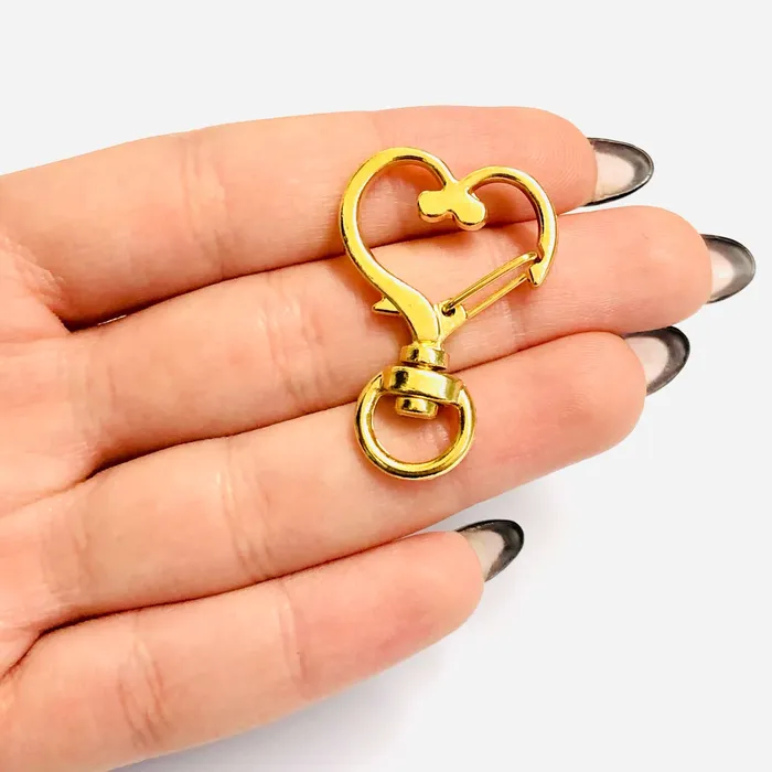 Rings Peppy Beads 24Kt Gold Plated Heart Shape Large Swivel Lobster Clasp