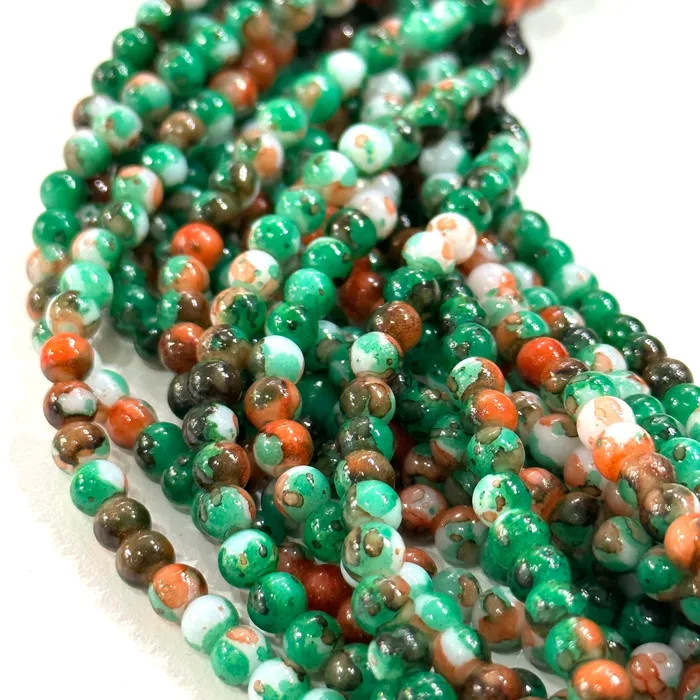 Rings Peppy Beads 4mm Marbled glass beads smooth round glass beads full strand