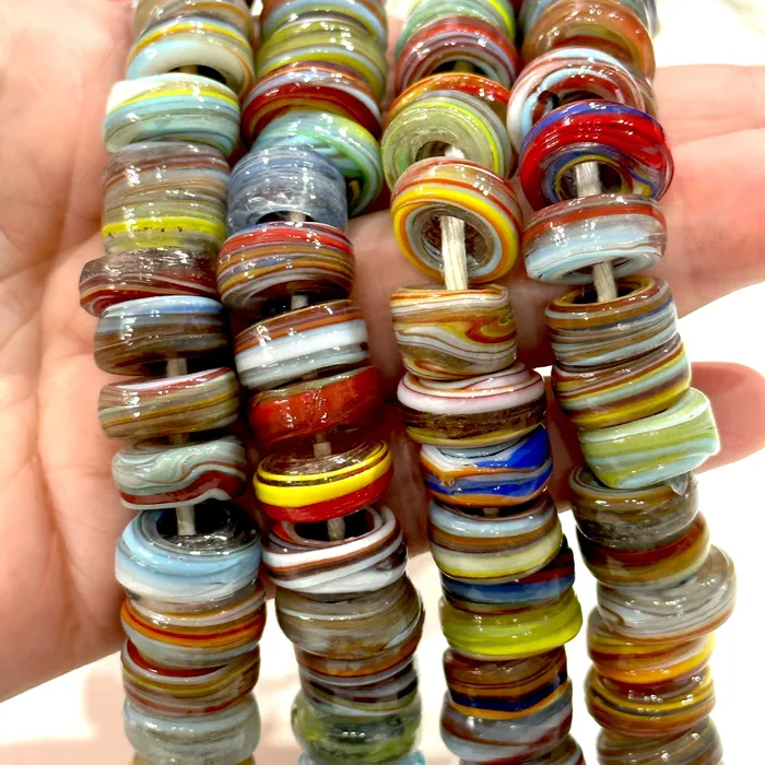 Rings Peppy Beads Turkish Artisan Hand Made Marbled Glass Large Ring Beads 25 Beads in a pack Rings Peppy Beads Turkish Artisan Hand Made Marbled Glass Large Ring Beads 25 Beads in a pack