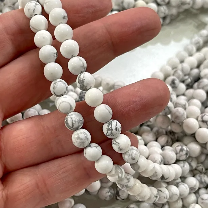 Rings Peppy Beads White Howlite Beads Natural White Howlite 6mm gemstone Beads Gemstone Beads 60 beads per strand Rings Peppy Beads White Howlite Beads Natural White Howlite 6mm gemstone Beads Gemstone Beads 60 beads per strand