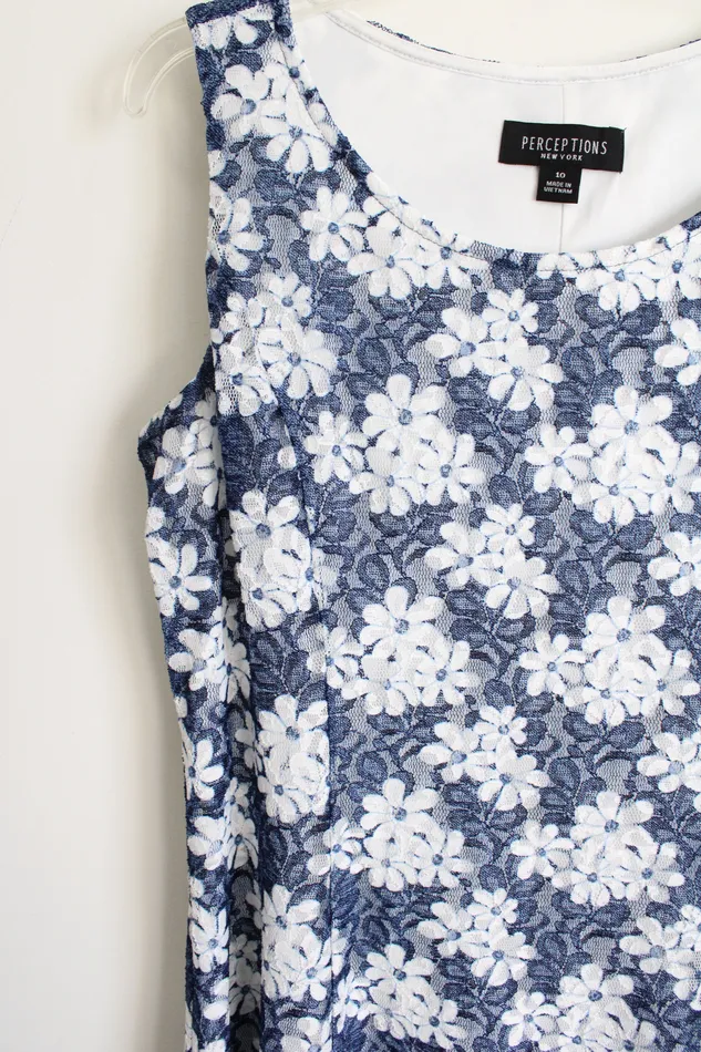 Rings Perceptions Perceptions Blue White Lace Dress 10