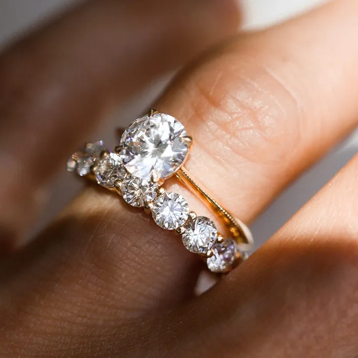 Rings Round Cut Lab Grown Diamond Band HalfEternity Consider Bridal