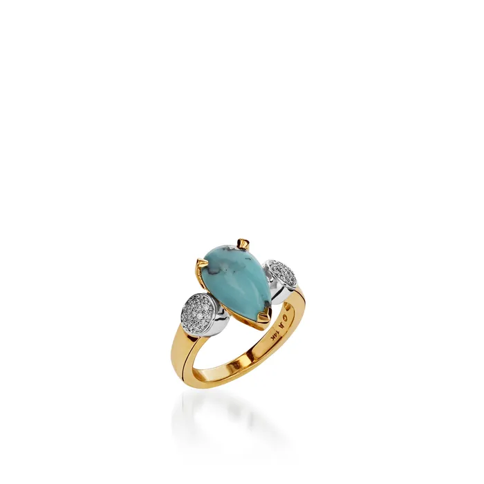 Rings Shop John Atencio Bermuda Small Gemstone Ring with Pave Diamonds