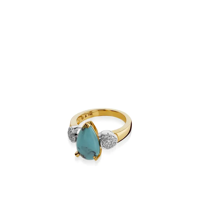 Rings Shop John Atencio Bermuda Small Gemstone Ring with Pave Diamonds Rings Shop John Atencio Bermuda Small Gemstone Ring with Pave Diamonds