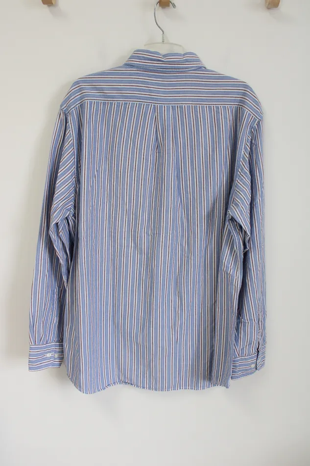 Rings Sonoma Sonoma Blue Burgundy White Striped Button Down Shirt XL