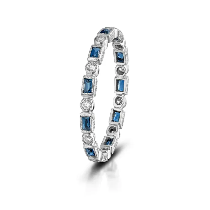 Rings Stephen Silver 043 Carat Blue Sapphire and Diamond Eternity Band