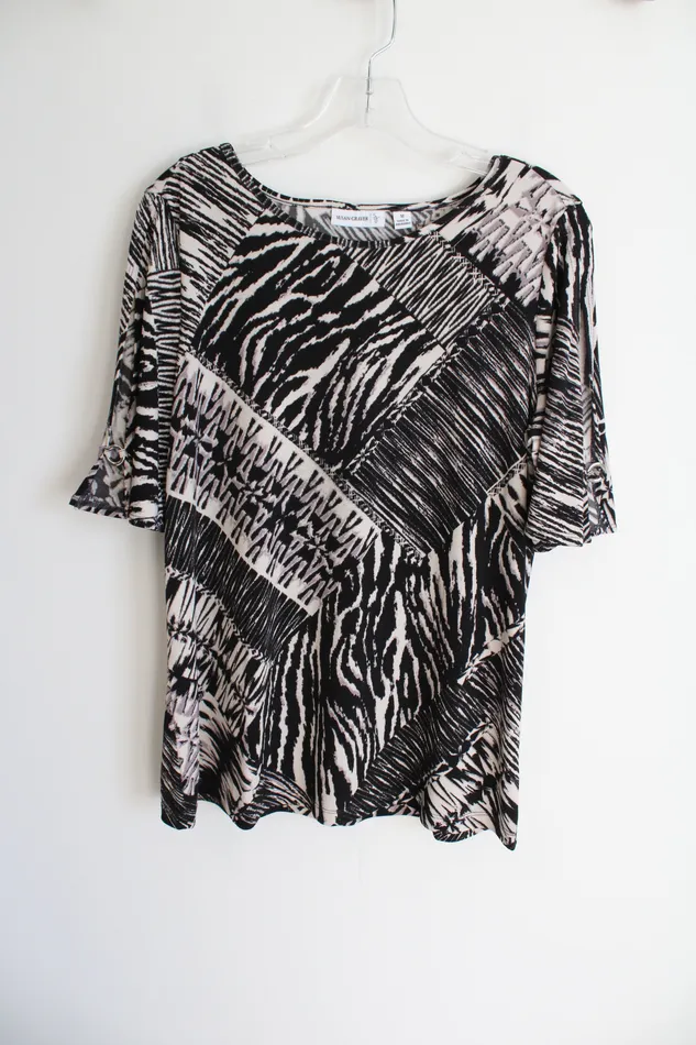 Rings Susan Graver Black Tan Pattered Top M Susan Graver