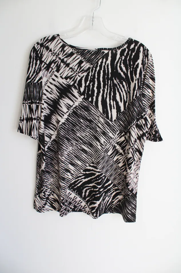 Rings Susan Graver Black Tan Pattered Top M Susan Graver