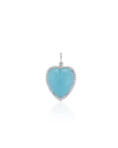 Rings White Gold Diamond and Turquoise Chubby Heart Charm RACHEL LYNN CHICAGO