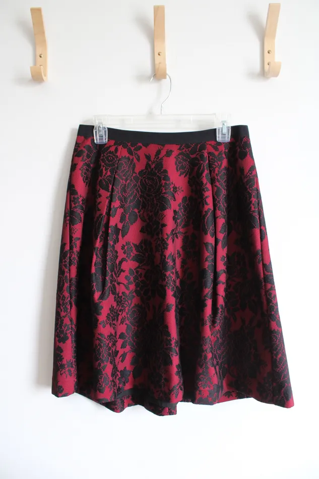 Rings White House Black Market Red Black Lace Skirt 8 White House Black Market