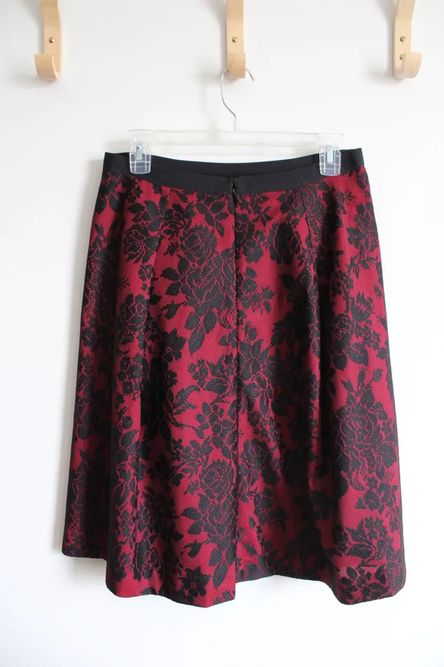 Rings White House Black Market Red Black Lace Skirt 8 White House Black Market