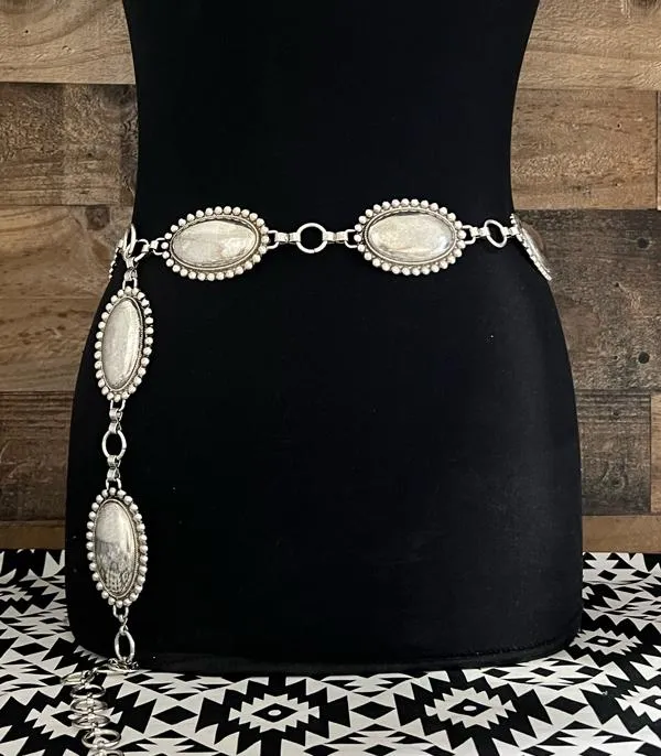 Rings YKT Western Oval Rhinestone Concho Silver Belt
