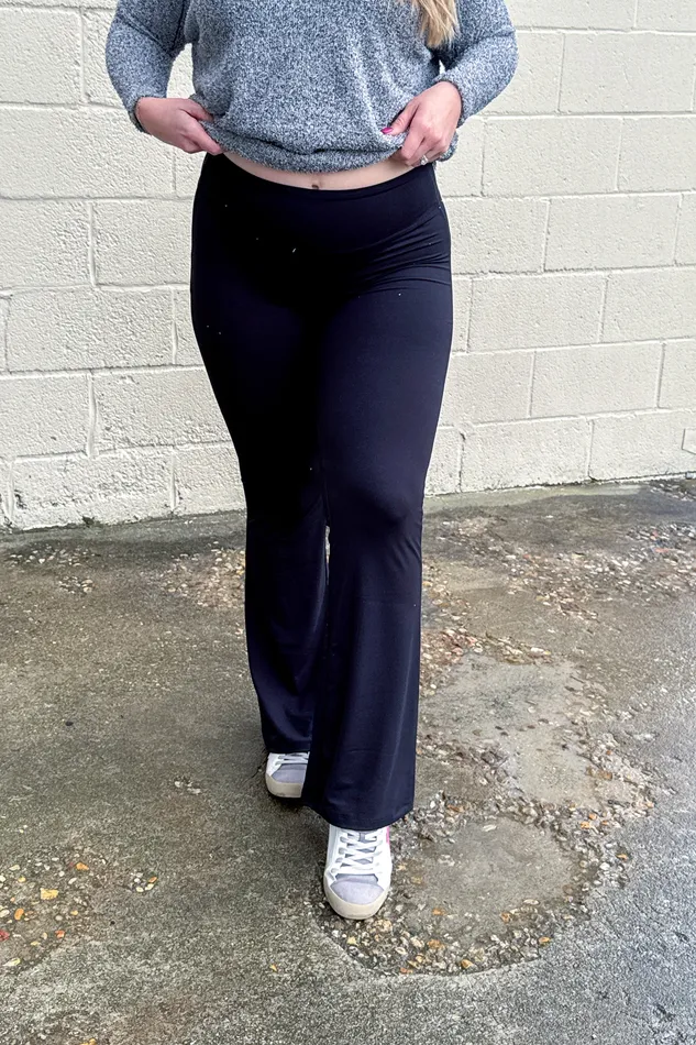 Rings Zenana Work It Girl Flared Leggings Black