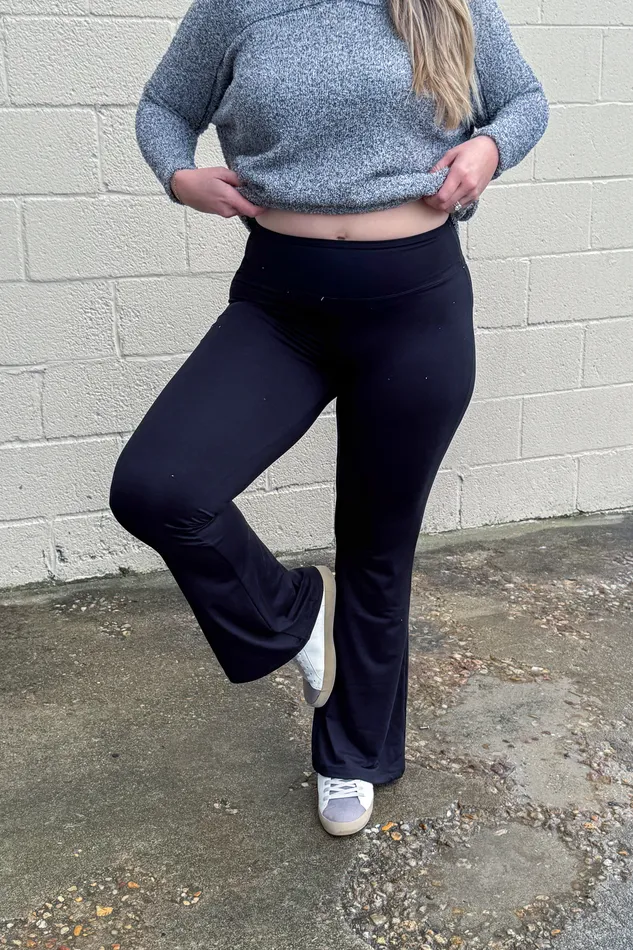 Rings Zenana Work It Girl Flared Leggings Black