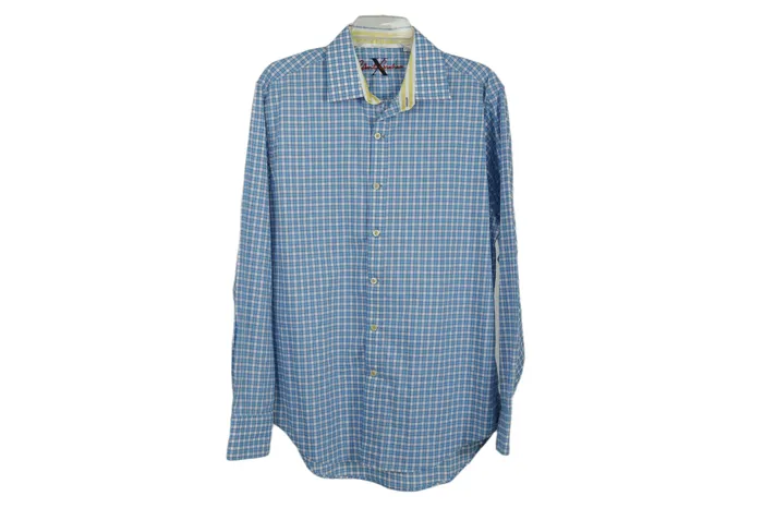 Robert Graham X Tailored Fit Blue Plaid Shirt L Robert Graham Rings