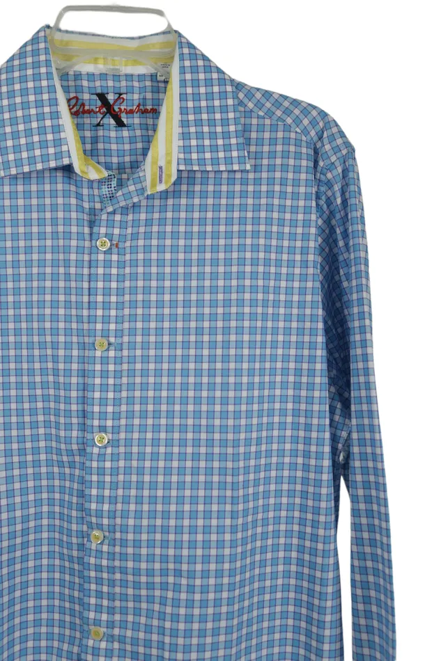 Robert Graham X Tailored Fit Blue Plaid Shirt L Robert Graham Rings
