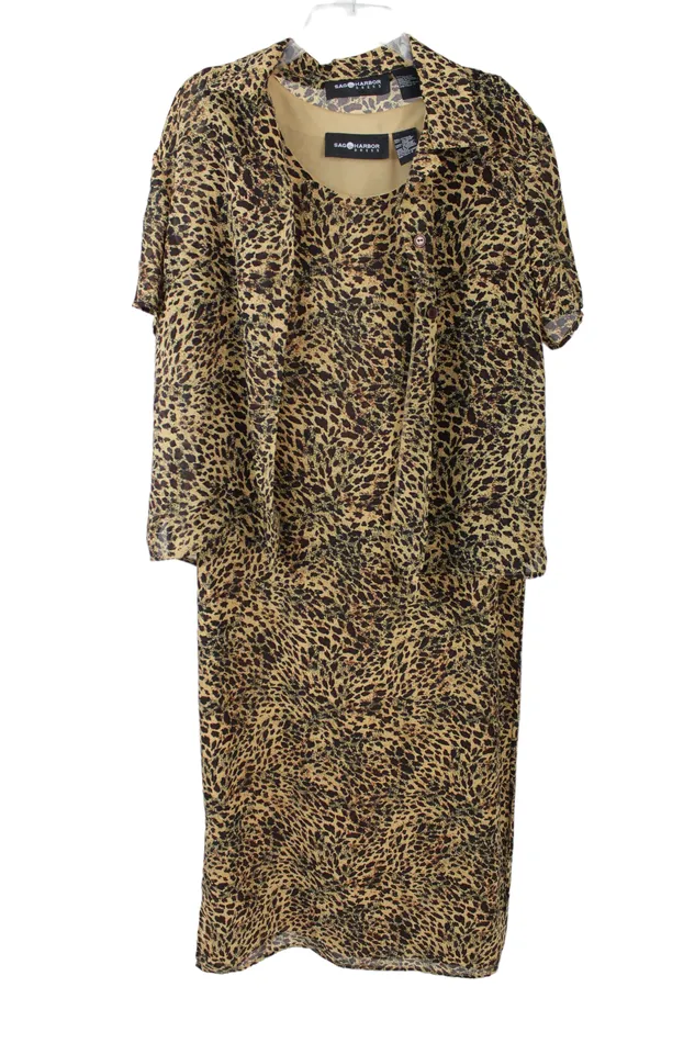 Sag Harbor Sag Harbor Leopard Print Chiffon Dress Top Set 12 Earrings