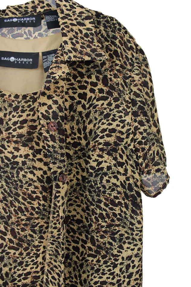 Sag Harbor Sag Harbor Leopard Print Chiffon Dress Top Set 12 Earrings