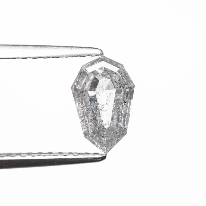 Salt and Pepper Step Cut Diamond 094ct Shield Misfit Diamonds Rings