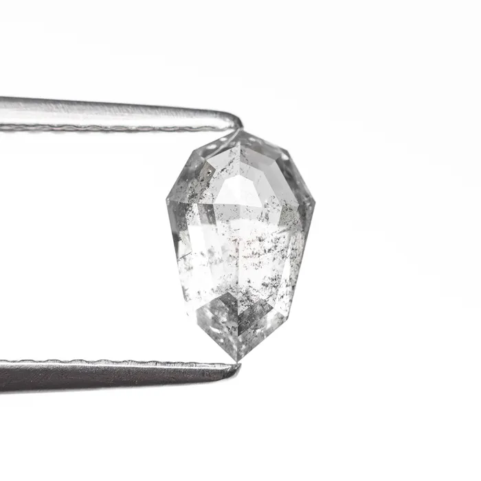 Salt and Pepper Step Cut Diamond 094ct Shield Misfit Diamonds Rings