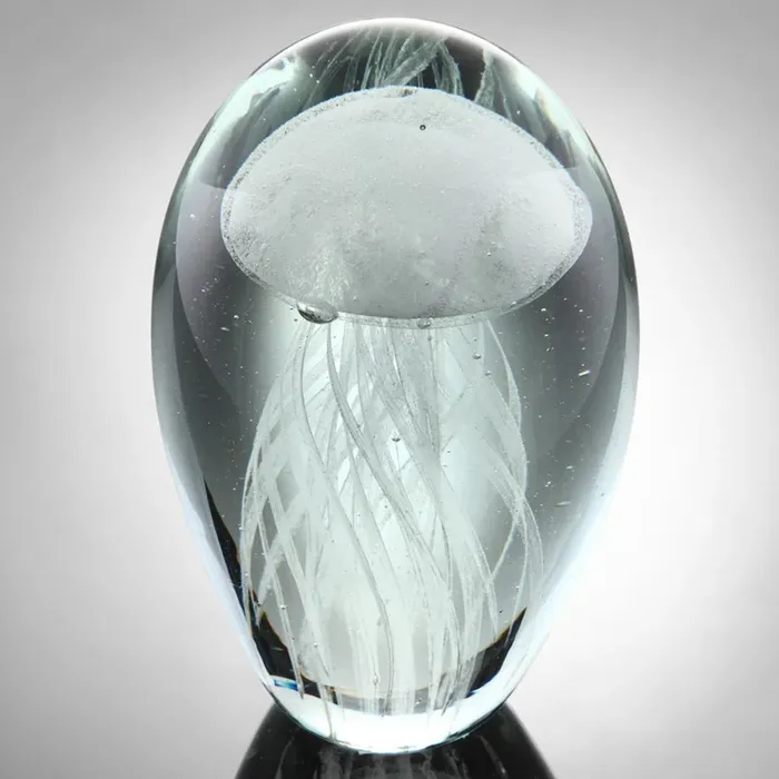 SANPACIFICINTL Earrings GlowInTheDark White Jellyfish Glass Art