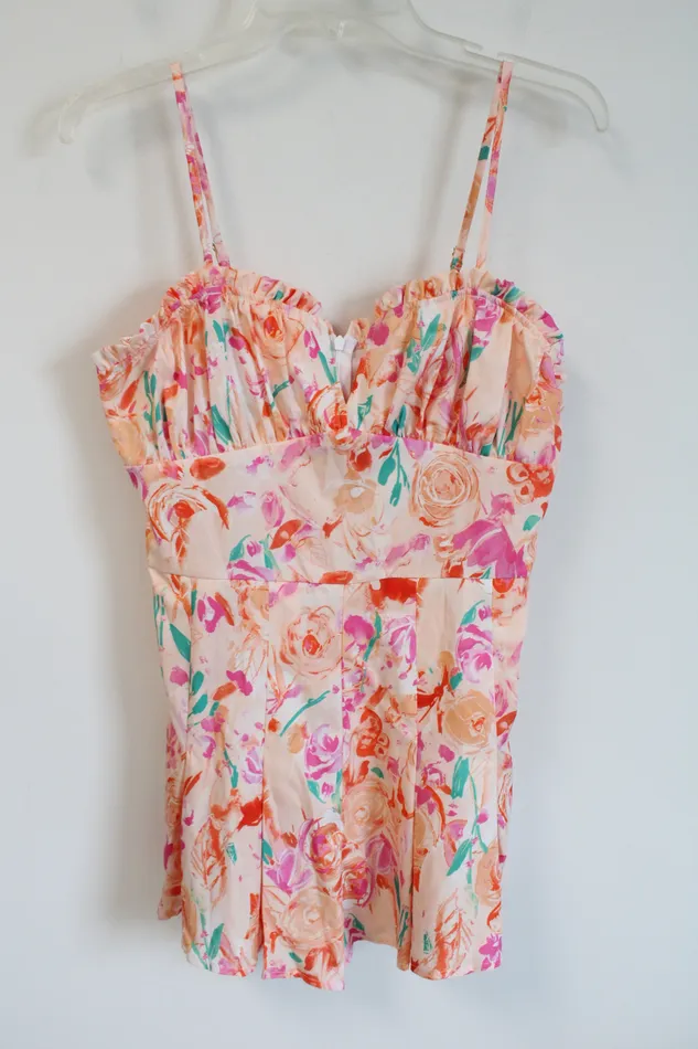 Shein Rings NEW Shein Peach Floral Romper 6