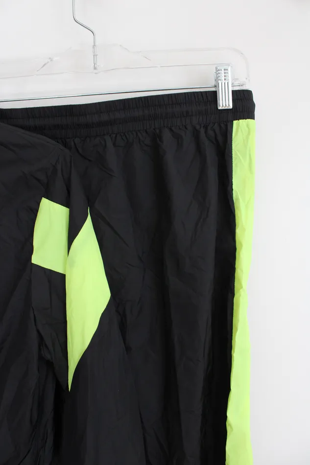 Shein Rings Shein Black Neon Green Cropped Jacket Pants Tracksuit Set L