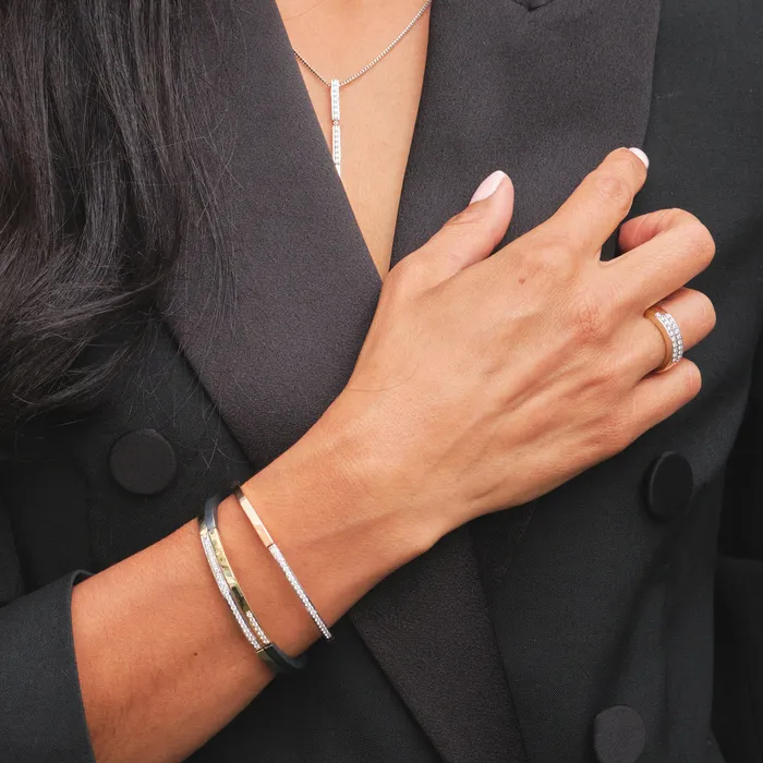Shop John Atencio Bracelets Duplex Pave Diamond Hinged Cuff Bracelet