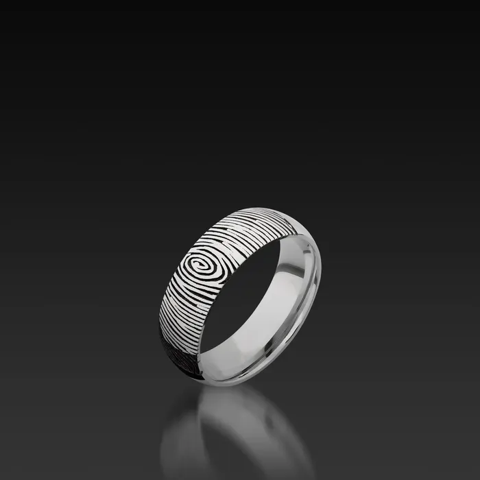Shop John Atencio Rings Cobalt Chrome Domed Band with Finger Print Pattern