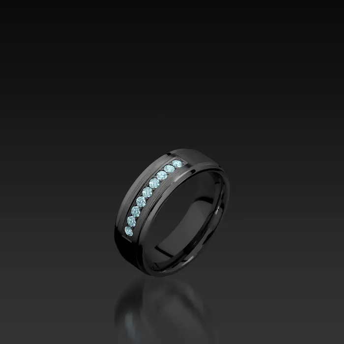 Shop John Atencio Rings Zirconium Band with Aqua Diamonds