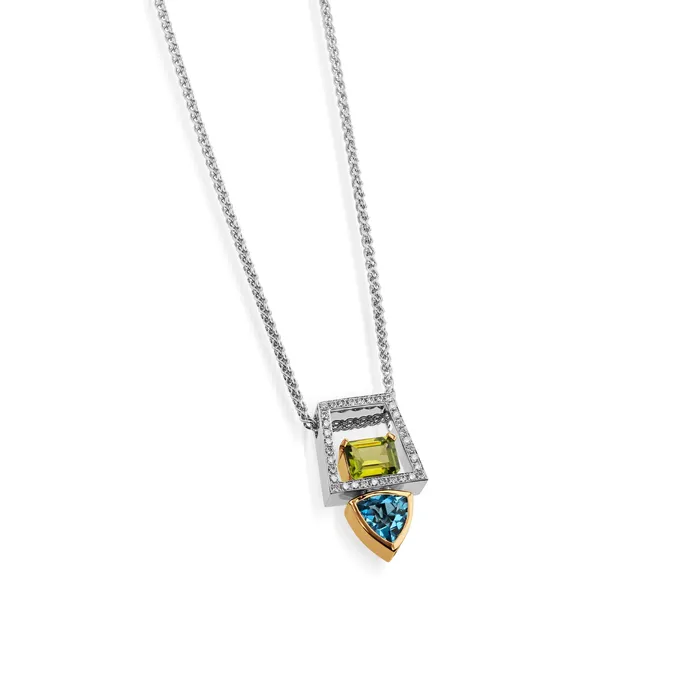 Signature Blue Topaz and Peridot Pendant Necklace John Atencio Necklaces Signature Blue Topaz and Peridot Pendant Necklace John Atencio Necklaces