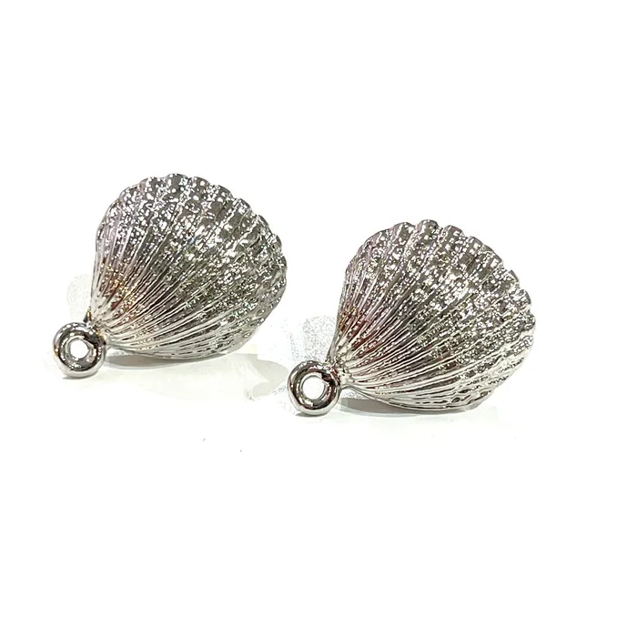 Silver Plated Oyster Stud Earrings Peppy Beads Earrings