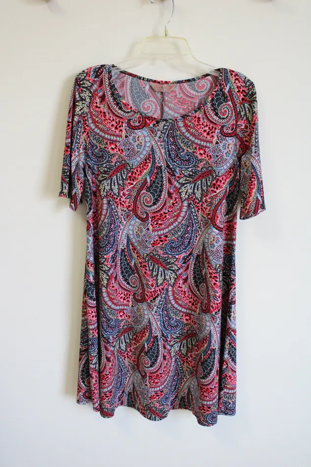 SJS Red Paisley Dress L SJS Earrings
