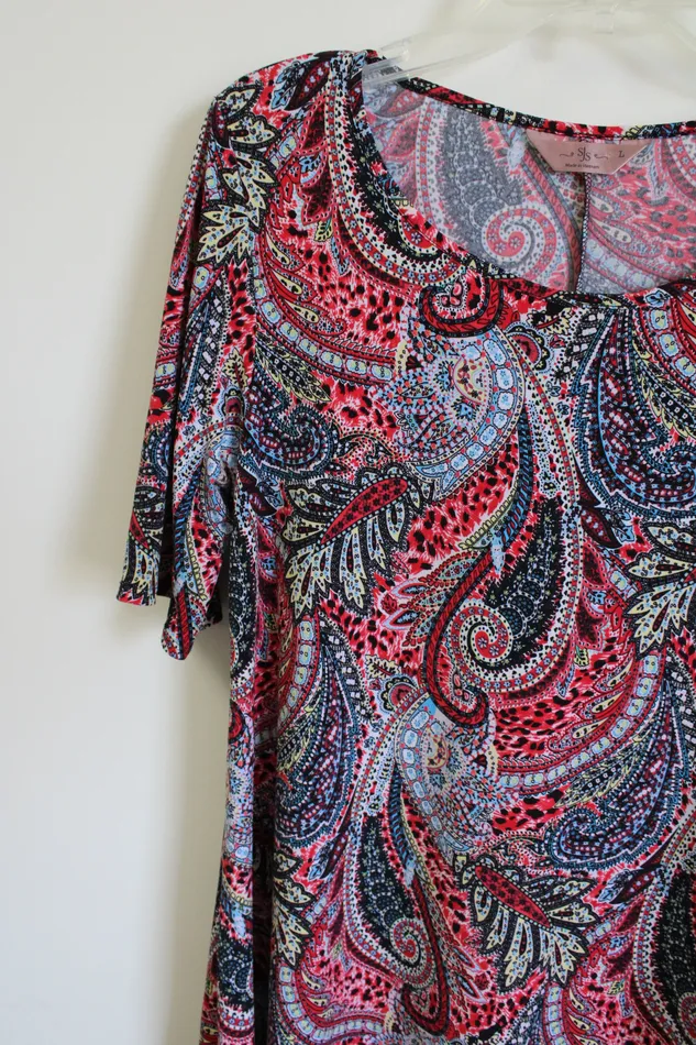 SJS Red Paisley Dress L SJS Earrings