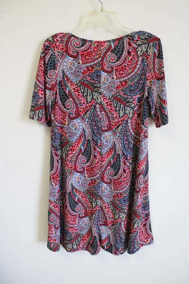 SJS Red Paisley Dress L SJS Earrings
