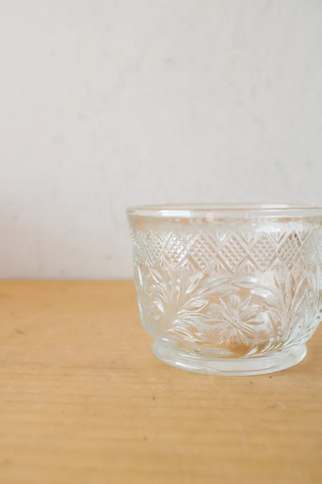 Smith Glass Floral Diamond Patterned Clear Glass Punch Bowl Mug Set Of 14 LE Smith Rings